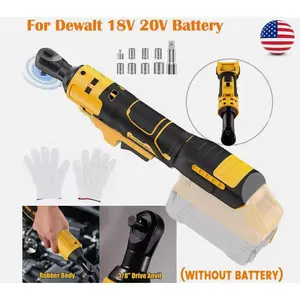3/8" Electric Ratchet Wrench Brushless for Dewalt 20V Battery, Cordless Operation with LED Work Light & Sockets