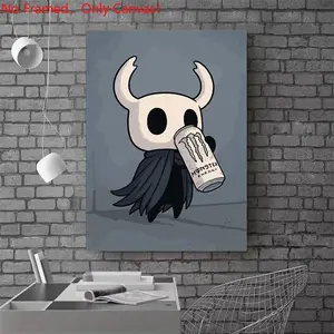 1 piece/set frameless canvas painting print poster, Game Poster art, Hollow Knight drinks Monster Energy, a gift for Video games loves, gift for bedroom, living room, wall decoration, room decor, Wall picture decor