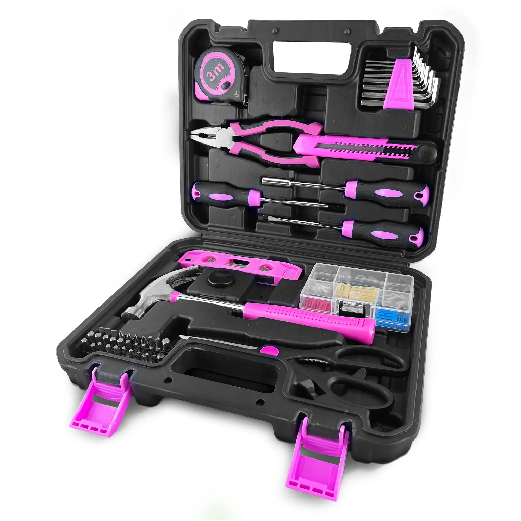 Hand Tool Kit Set 108pcs Pink Screwdriver Hammer Home High Quality Hand Tools Set Kit for Mechanics