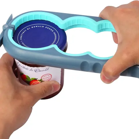 Jar Opener for Weak Hands, Seniors with Arthritis, Bottle Opener to Remove Stubborn Lids, Mutil Can Opener Gripper for Anyone with Low Strength (Blue and Grey)