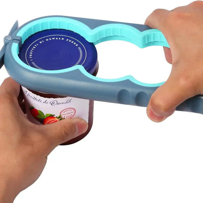 Jar Opener for Weak Hands, Seniors with Arthritis, Bottle Opener to Remove Stubborn Lids, Mutil Can Opener Gripper for Anyone with Low Strength (Blue and Grey)