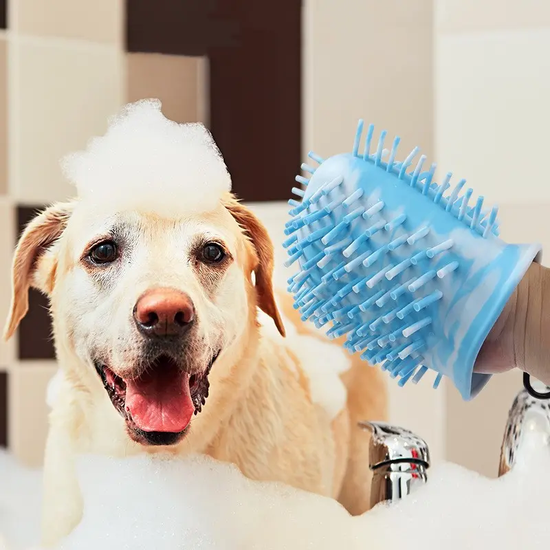 Instant Paw Wash Cup - 2-in-1 Design for Dogs & Cats, Versatile Cleaning Solution, Lightweight & Portable, Effective for Mud & Dirt, Blue, Navy Blue, Purple, Pink, Small & Large Sizes, Rubber Material, Bathing/Massage Brush