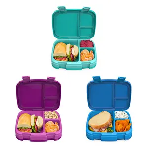 Bentgo Fresh Lunch Box 3-Pack - Airtight Meal Tray with 3 Colorful Bento Lunch Boxes - Tableware