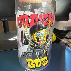 Crazy SpongeBob Spring 302 Transparent Bottle with Fun Design and Bright Colors Cup