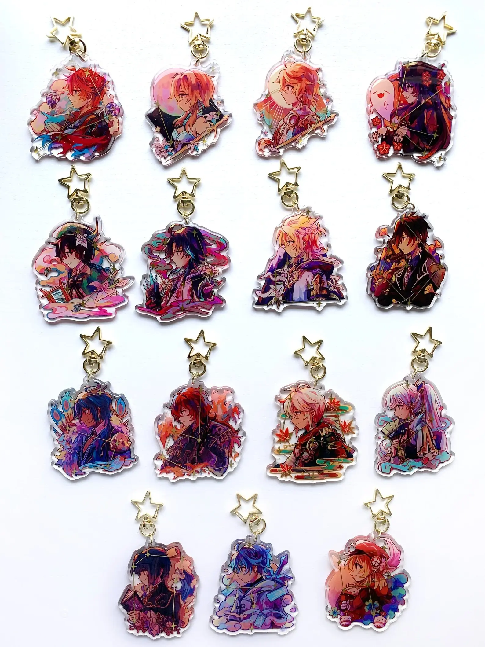 Genshin Impact  Gold Foil Constellation Keychains
