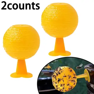 Sticky Bug Balls Set of 2, Heart Base & Adhesive Pads, Indoor Outdoor Fly Trap, Pest Control, Kitchen Living Room Office Home Use