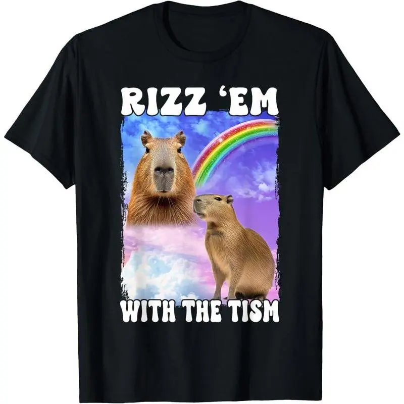 100% cotton Rizz 'Em With The 'Tism Internet Meme T-Shirt, Small, Black