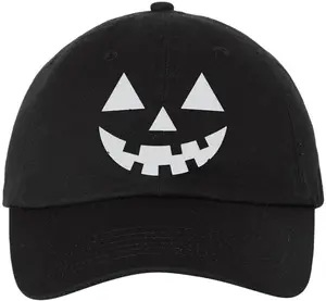 Halloween Hat Pumpkin Hat Jack O Lantern Embroidered Baseball Cap Adjustable Cotton Dad Hat