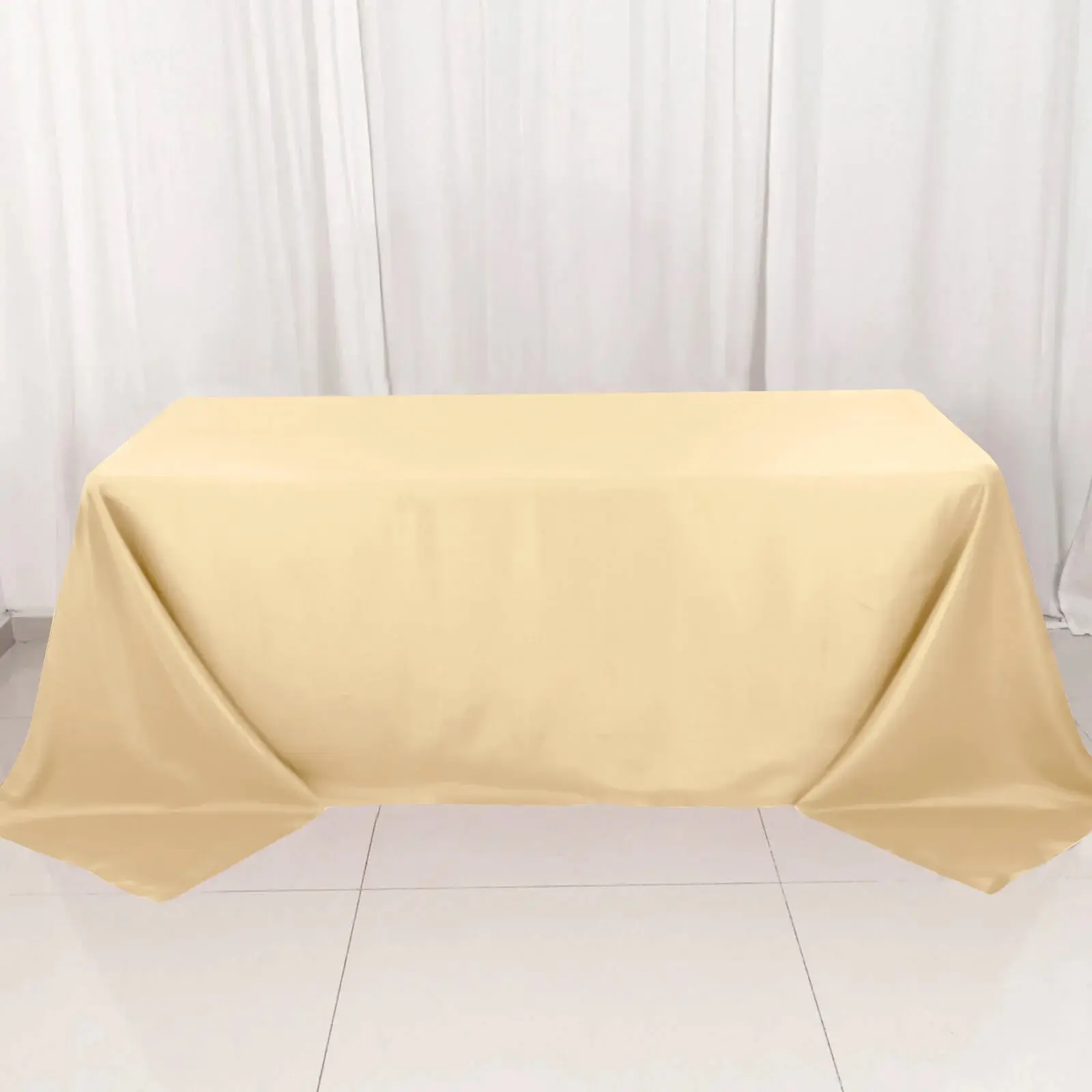 Polyester Rectangle Tablecloth 90"x132" Beige with Seamless Finish