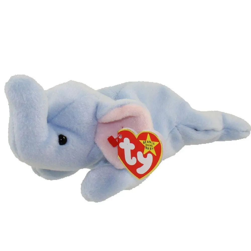 TY Beanie Baby - PEANUT the Elephant (light blue) (9 inch) (1995) MWMTs