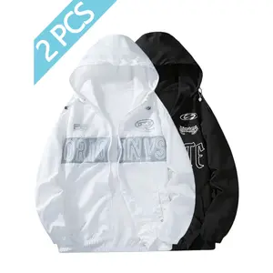 2PCS Men’s Lightweight Jackets – Summer Outdoor Fishing Apparel for Vacation/Travel & Beach Wear, Matching Sports Style for Couples