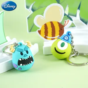 1PC Disney Officially Licensed Monsters University Sulley and Mike Icon Ball keychain Cute PVC Keyring Creative Backpack Ornament Bag Decoration Christmas Birthday Gifts for Family Friends