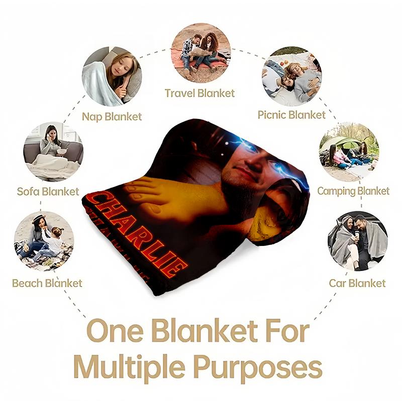 Charlie Kirk Giant Foot Funny Italian Brainrot Meme Blanket Winter Warm Throw Blanket Living Room Flannel Bedspread Bed Cover