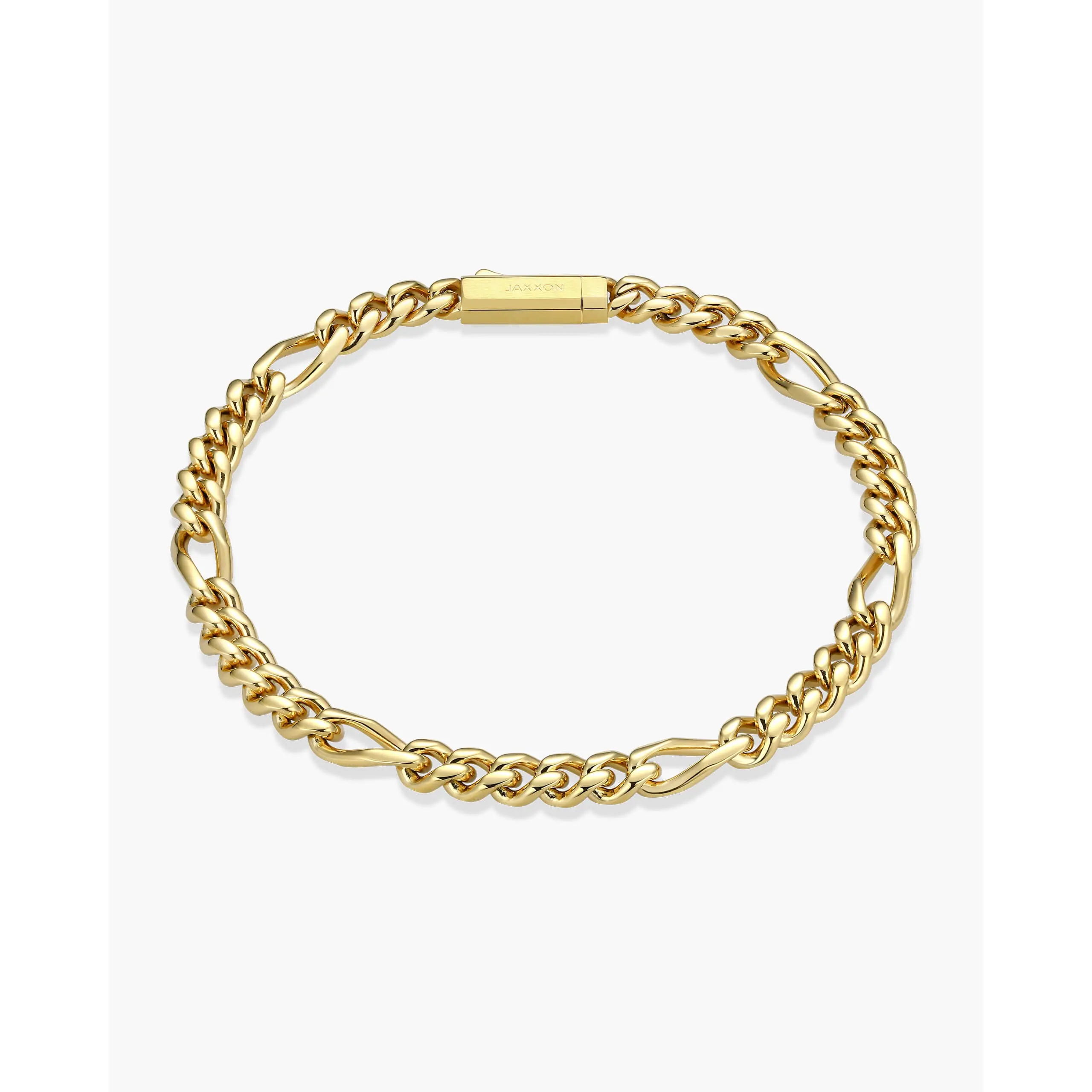JAXXON Figaro Bracelet 5mm - Box Clasp - Gold