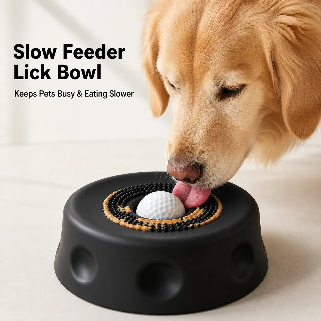 Multi-Purpose Dog Bowl - No-Mess Liquid Slow Feeder with Lick Mat Ball & 8 Extra Strong Suction Cups | Dishwasher Safe Liquid Treat Enrichment Bowl for Dogs