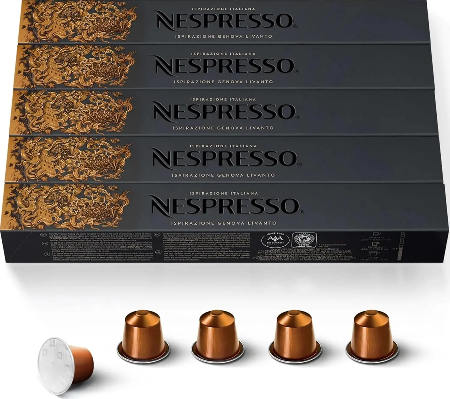 Nespresso Original, Livanto, Medium Roast, 50-Count Espresso Coffee Pods | Capsules Pack of 1