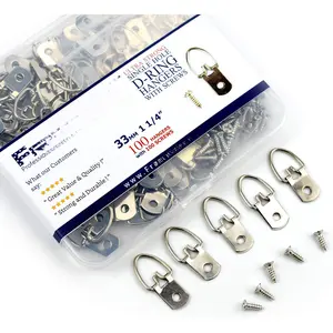 D Ring Picture Hangers with Screws - 100 Pack - Bulk D Rings - Pro Quality Hangers - Picture Hanging Solutions