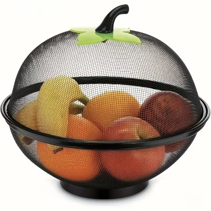 Apple-Shaped Fruit Basket with Mesh Cover, Reusable Ventilated Hanging Kitchen Organizer, Hangable Container for Fruits and Vegetables, Camping or Christmas Holiday Decor