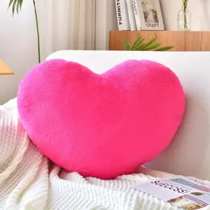 Soft Heart Shaped Pillows, Cute Hot Pink Heart Decorative Pillow, 12.9"x9.8" Heart Plush Cushion, Faux   Room Decor Throw Pillow for Couch Bed Women Valentine's Day Xmas Gift