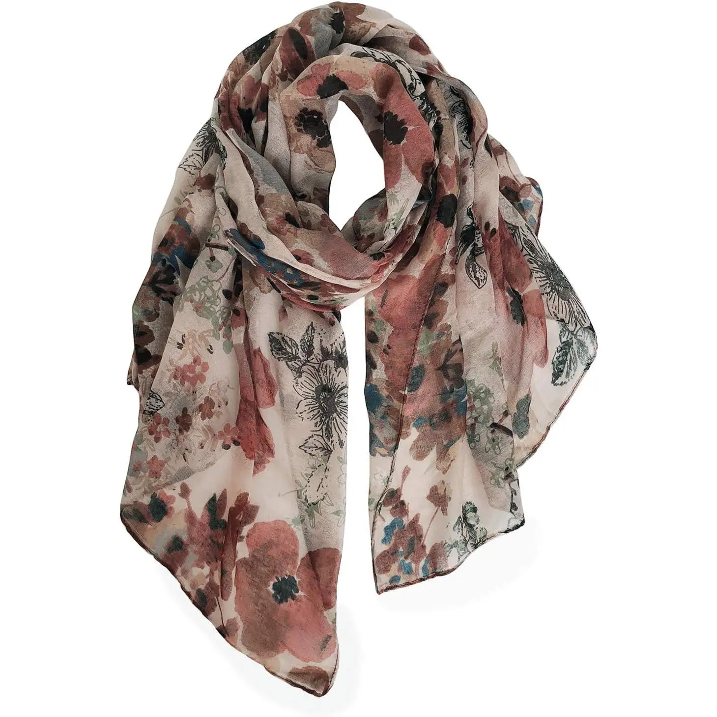 Baby & Maternity Floral Print Lightweight Cotton Shawl - Women's Everyday Casual Wrap Scarf Head Scarf, Spring Gift