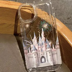 Fireworks & Castle Pattern Phone Case, Anti-drop Clear Phone Protective Cover, Phone Accessories Compatible with iPhone 6 7 X 11 12 13 14 15 16 17 Pro Max