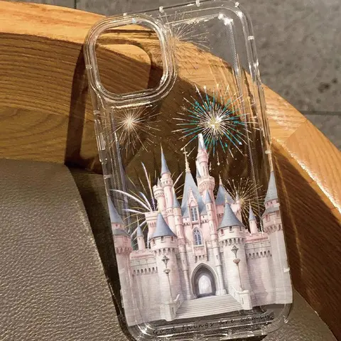 Fireworks & Castle Pattern Cellphone Case, Anti-drop Clear Phone Protective Cover, Phone Accessories Compatible with iPhone 6 7 X 11 12 13 14 15 Pro Max