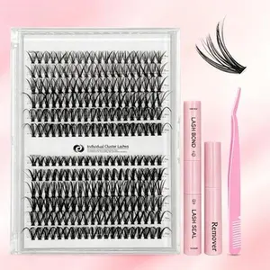 Personalized Eyelash Extension Set with Mixed Lengths Adhesive Sealant Remover Tweezers Curler for Natural Lashes Women's Professional Eye Makeup Accessories Flawless Finish - Cosmetic