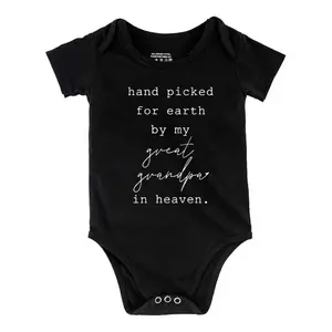 Hand Picked For Earth By My Great Grandpa In Heaven Print Bodysuit, Casual Short Sleeve Romper, Baby  Outdoor ClothingB1108-012