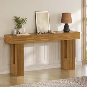 MAHANCRIS 63'' Long Aesthetic Console Table, Farmhouse Entryway Table, Wood Sofa Table Behind Couch, Easy Assembly, for Living Room, Hallway, Corridor, Entrance, Natural #SpringSale #BigSpringSale