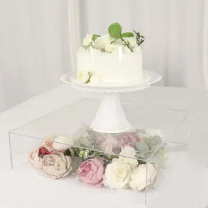 Acrylic Cake Box Stand 18"x18" Transparent Pedestal Riser Clear - Hollow Bottom for Event Displays