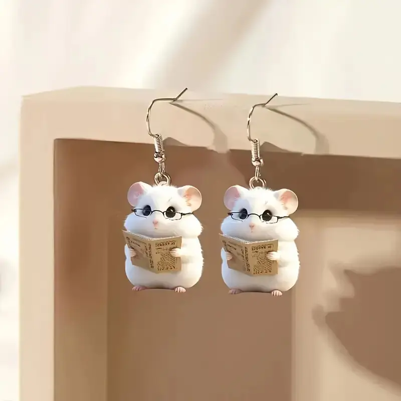 2D Flate Cute Hamster Acrylic Versatile Earrings Animal Earrings As A Gift for Your Girlfriend New Jewelry Store