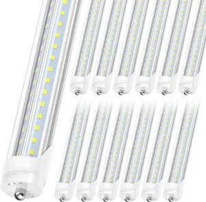 ETL 12-Pack 8FT LED Tube Light, Single Pin FA8 Base, 80W 9000LM 6500K Cool White, Super Bright, 270 Degree V Shaped LED Fluorescent Bulb (130W Equiv.) Listed, Clear, Dual-Ended