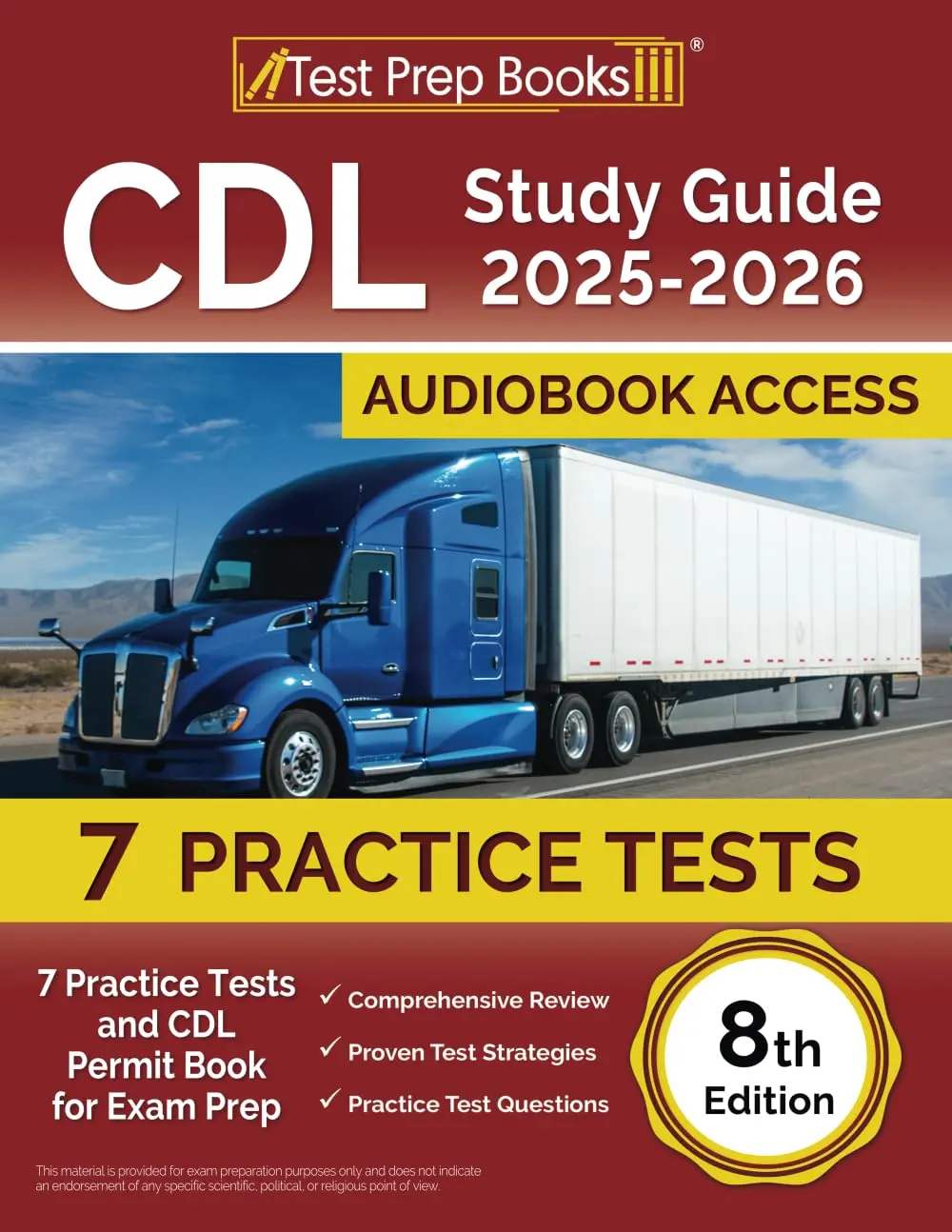 CDL Study Guide 2025-2026: Practice Tests and CDL Permit Book for Exam Prep: [8th Edition]
