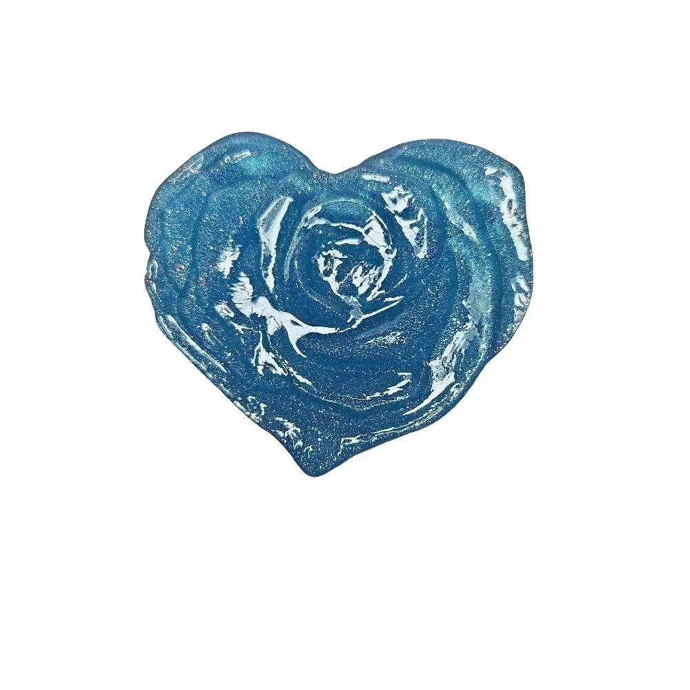 Women's Modern Blue Glitter Heart Acrylic Jewelry Box - Compact, Space-Saving Stackable Home Organizer Storage Container for Accessories, Space Saver
