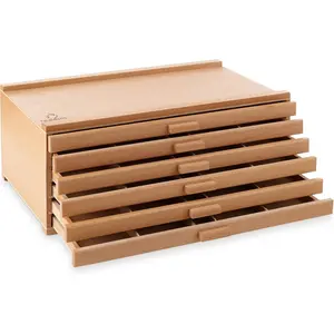 7 Elements 6 Drawer Wooden Artist Storage Supply Box for Pastels, Pencils, Pens, Markers, Brushes and Tools