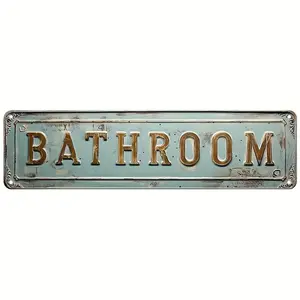 Metal Bathroom Sign, 1 Count Bathroom Door Sign, Wall Decoration, Bathroom Decorations for Home, Hotel, Salon, Housewarming Gift, Vintage Metal Sign