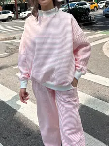 Light Pink and White Big Striped Sweatpants
