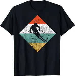 Retro Sunset Vintage Ski Gift Tee for Skier Skiing T-Shirt - Antoniojo Shop 86B08KV2MBGQ