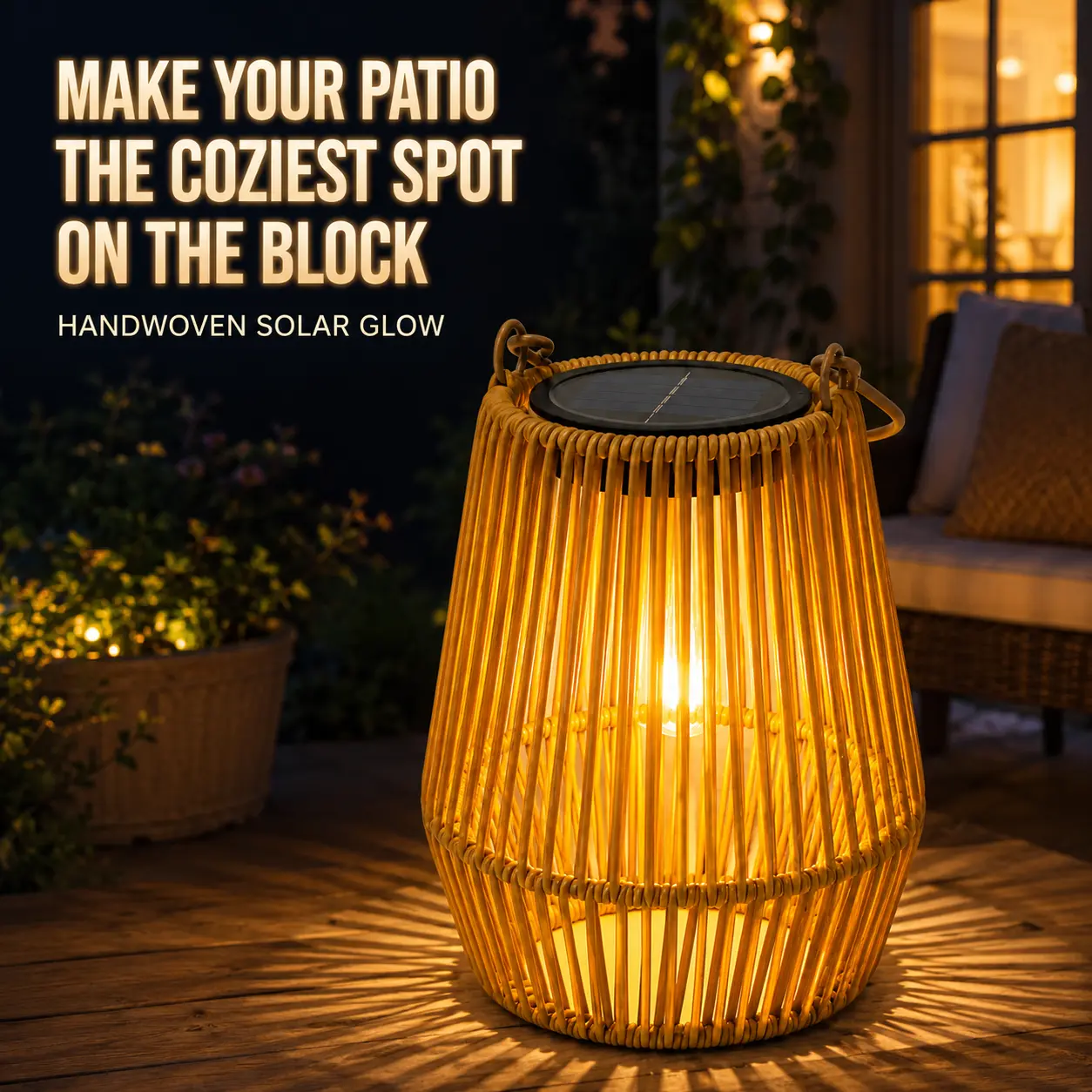 Handwoven Rattan Solar Lanterns - Waterproof Modern Decorative Outdoor Garden Lights for Home Improvement, Patio (Outdoor Lighting Fixtures)