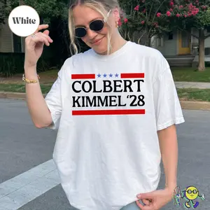 Jimmy Kimmel Shirt, Colbert Kimmel 2028 T-shirt, Free Speech Tee for Liberals, Men Women Casual Cotton Tee, Democrats Gift