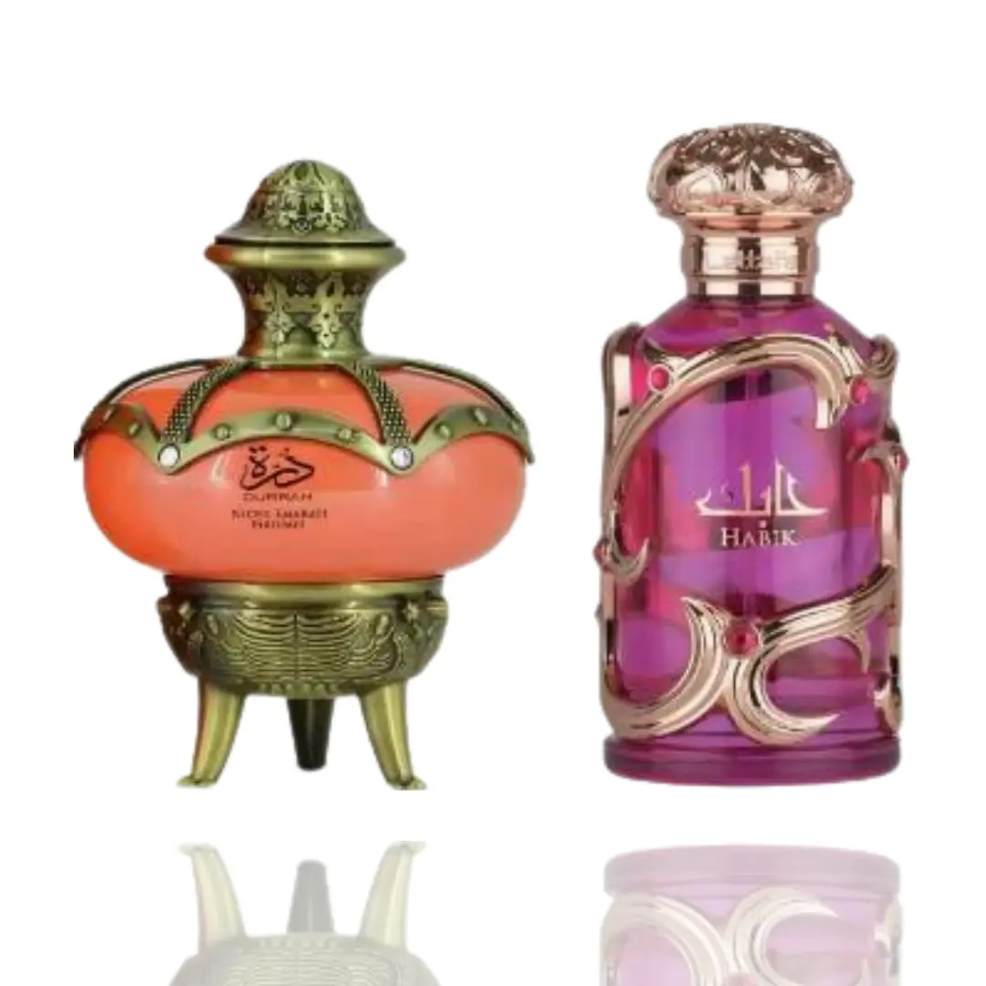 Lattafa Women's 2-Piece EDP Perfume Gift Bundle (Habik & Emarati Durrah), 100ml Floral Fruity-Patchouli Signature Scent, Casual Elegant Fragrance with Romantic Aura for Daily Wear, Patchouli Fragrance