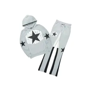 States Heather Grey/Black Hoodie Stacked Flare Track Set