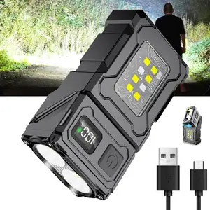 1PC LED Flashlight Rechargeable, Portable Flashlight, Mini Work Lihgt, Small EDC Flashlight Clip On with Back Clip, Magnetic Flashlight, for Emergency, Walk Dog, Working, Hiking, Camping