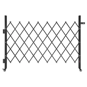 VEVOR Single Folding Security Gate, Lockable Scissor Gate with 360° Swivel Casters, Outdoor Barricade Steel Retractable Gates, for Entry Security, Garage, Warehouse & Pool, 66.93 x 51.57 in (W x H)