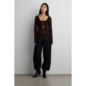 RIBBED TIE FRONT PEPLUM SWEATER RIBBED TIE FRONT PEPLUM SWEATER