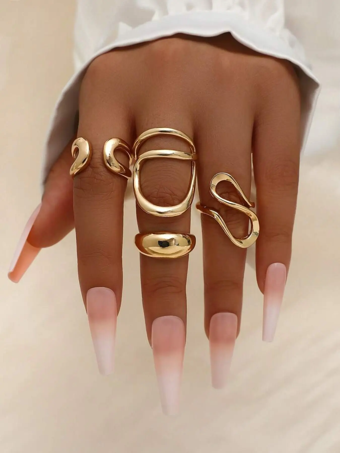Fashion Geometric Irregular Ring Set, Daily Wear Jewelry, Perfect Gift Idea, Stylish Accessory for Women and Men, Fashion Stackable Rings