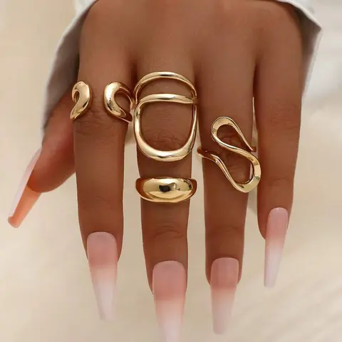 Fashion Geometric Irregular Ring Set, Daily Wear Jewelry, Perfect Gift Idea, Stylish Accessory for Women and Men, Fashion Stackable Finger Rings, Stunning Ring Set