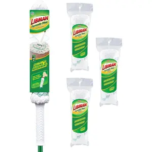 Tornado Mop & Three Refills | Self Wringing Mop | Cotton Mop Head | Twist Mop | Twist Mop Head Replacement | Machine Washable | 4 Total Self Wring Mop Heads