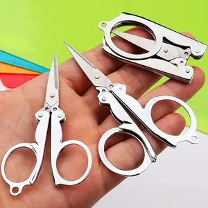 1pc Mini Folding Scissors - Durable Stainless Steel, Razor-Sharp Blades for Home, Office, and Travel - Portable, Space-Saving Design, Ideal for On-The-Go Convenience, Cutting Supplies