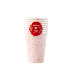 Whimsy Santa Scattered Candy Cane Paper Party Cups